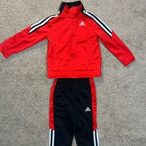 Adidas Kids 3T Red and black track suit